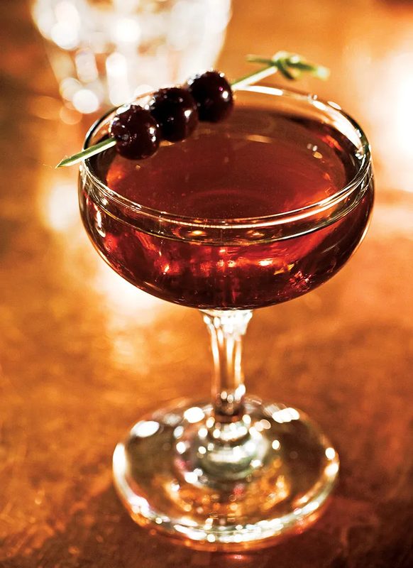 Manhattan cocktail in a coupe